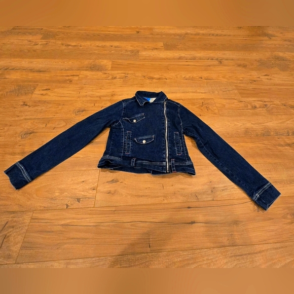 Princess+ Collections Girls Denim zip Up Jean Jacket Size 14/16 Faded Wash - Picture 1 of 12